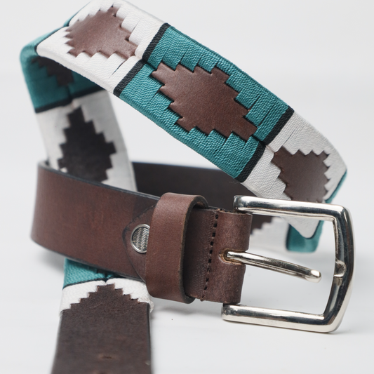 PAKA Emerald Teal Polo Belt – Handwoven Genuine Leather Belt for Men