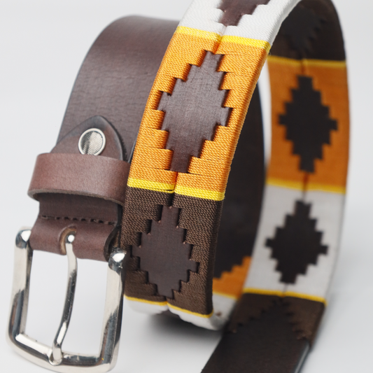 PAKA Amber Sunset Polo Belt – Handwoven Genuine Leather Belt for Men