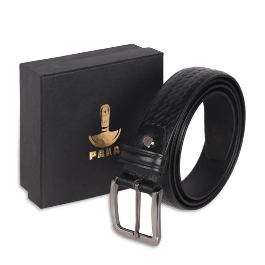 PAKA Men's Braided Genuine Leather Belt - Premium Embossed Design, Multiple Colors & Sizes PAKA