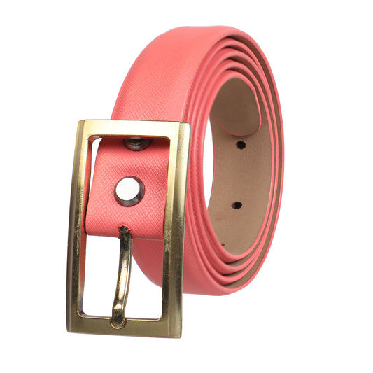 PAKA® Women’s Genuine Leather Belt with Premium Gold Buckle – Eva Pink