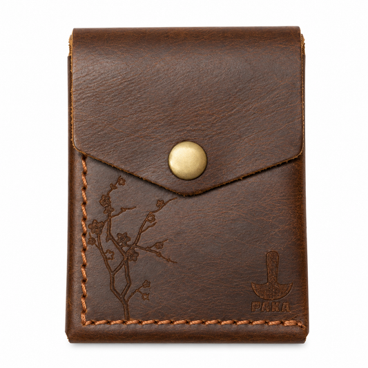 PAKA Flip Wallet – Handcrafted Genuine Leather Card Holder for Men & Women | Brown