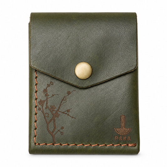 PAKA Flip Wallet – Handcrafted Genuine Leather Card Holder for Men & Women | Olive Green
