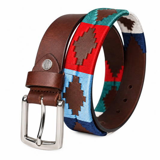 PAKA Royal Stripe Polo Belt – Handwoven Multicolour Genuine Leather Belt for Men