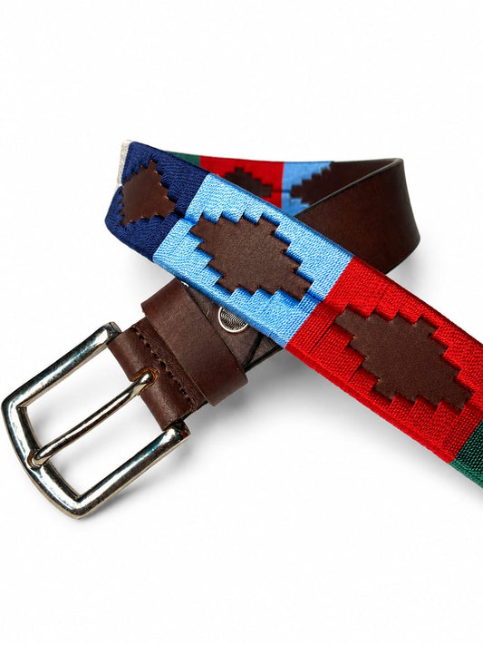 PAKA Royal Stripe Polo Belt – Handwoven Multicolour Genuine Leather Belt for Men