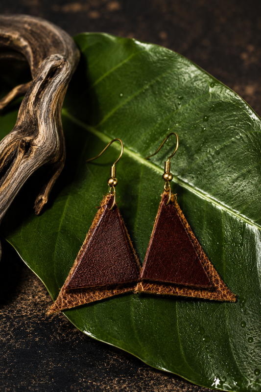 Terra Layered Triangle Leather Earrings | PAKA