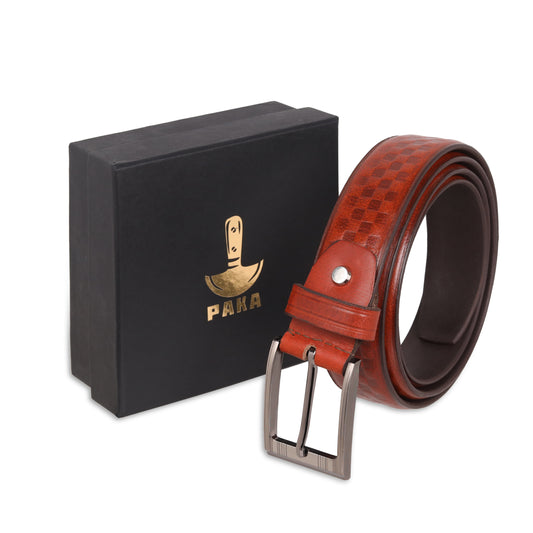 PAKA® Men’s Box Braided Design Leather Belt – Genuine Leather Belt for Casual & Formal Wear