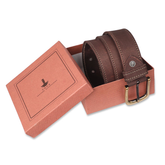 PAKA® Men’s Nubuck Leather Belt – Matt Finish with Premium Stainless Steel Buckle