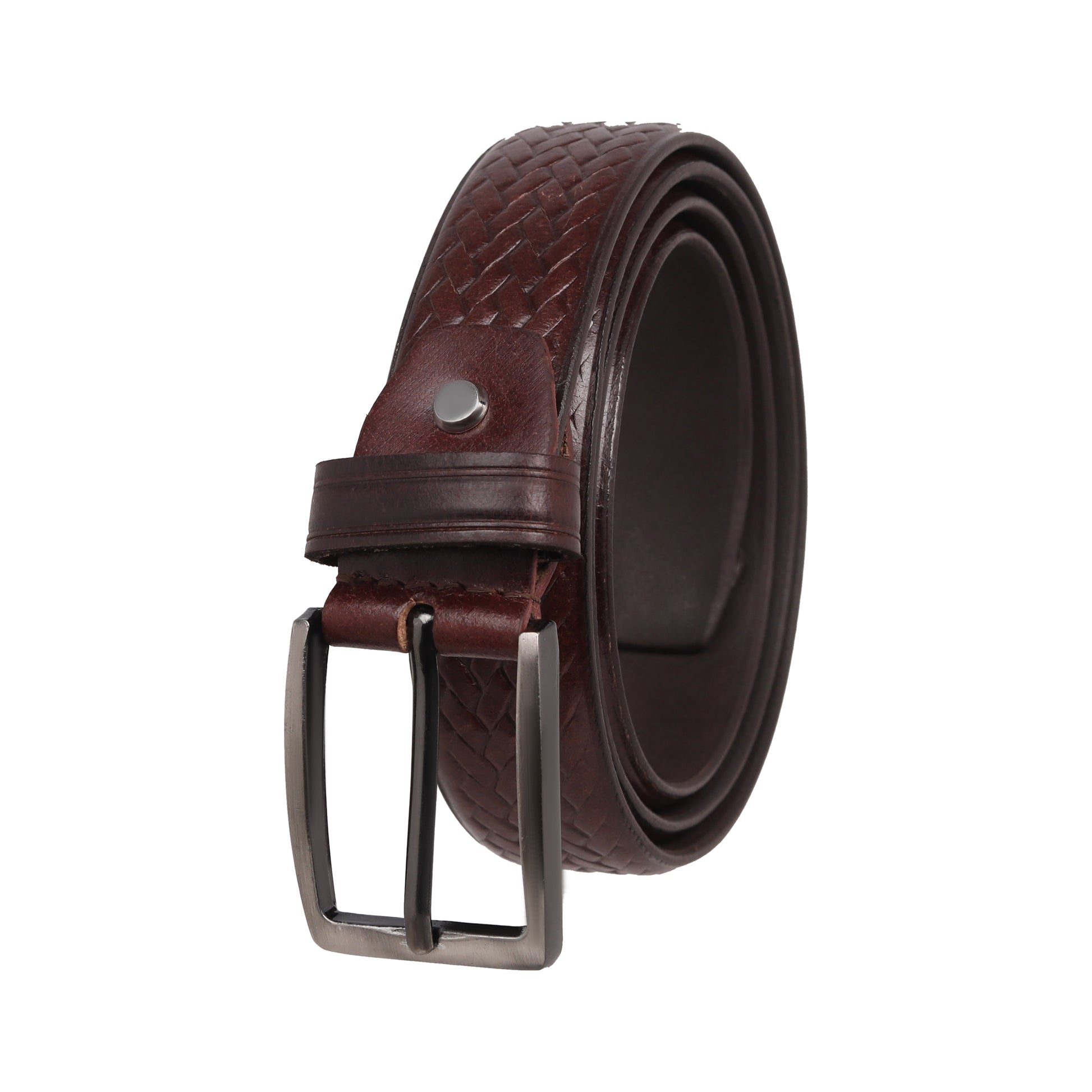 PAKA Men Strip Braided Design Leather Belt - Premium Embossed Design, Multiple Colors & Sizes PAKA