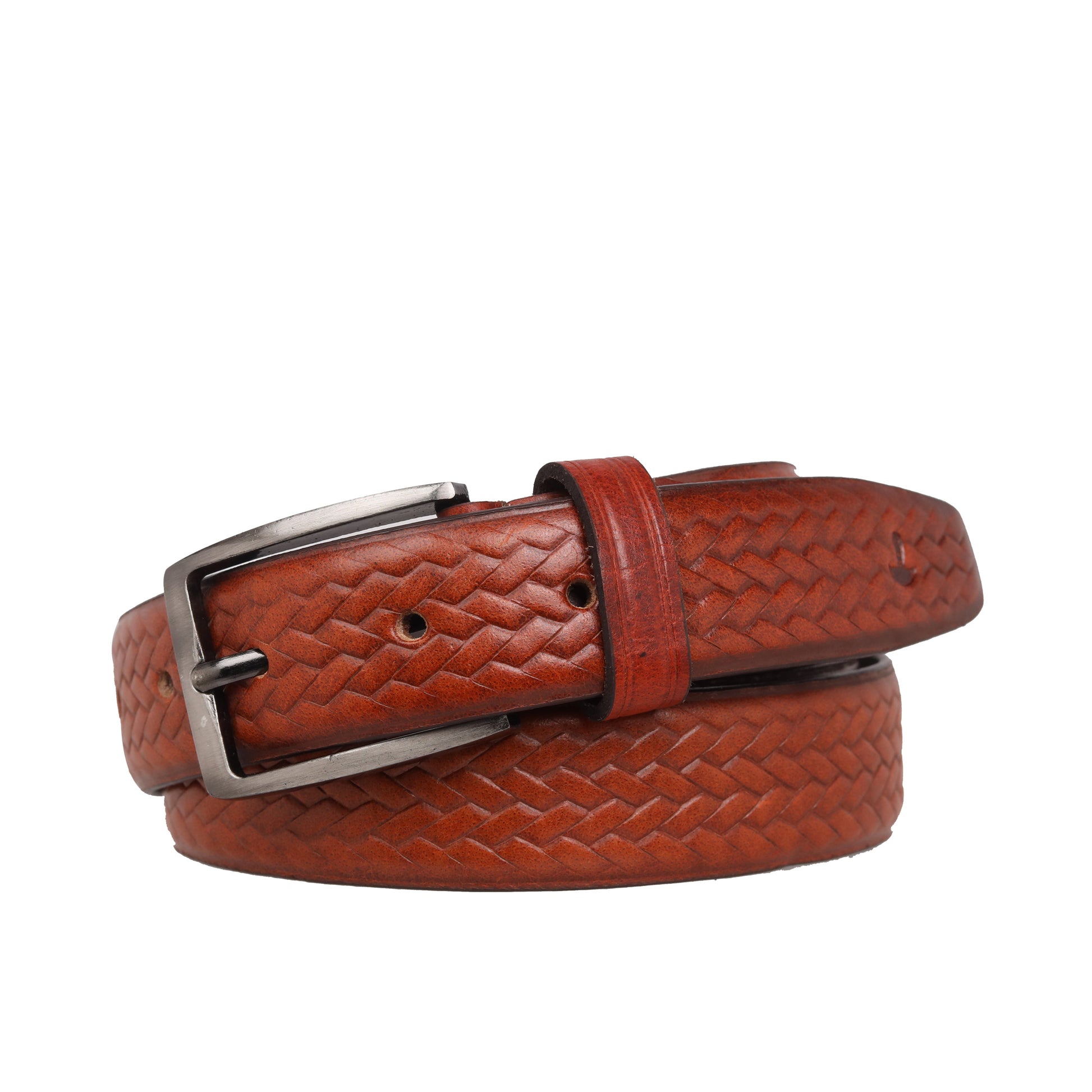 PAKA Men Strip Braided Design Leather Belt - Premium Embossed Design, Multiple Colors & Sizes PAKA