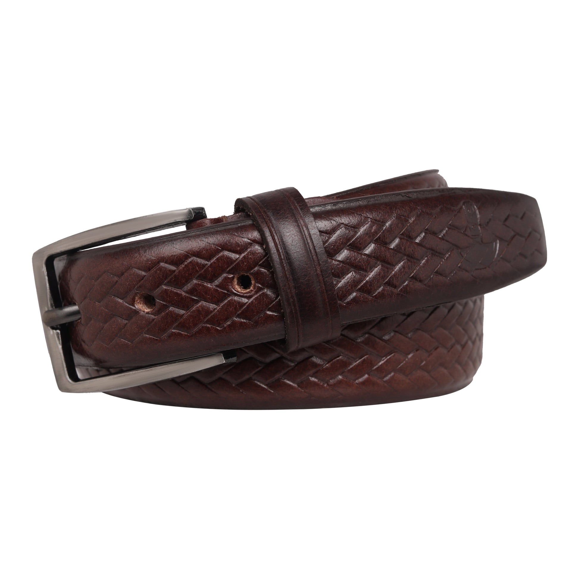 PAKA Men Strip Braided Design Leather Belt - Premium Embossed Design, Multiple Colors & Sizes PAKA