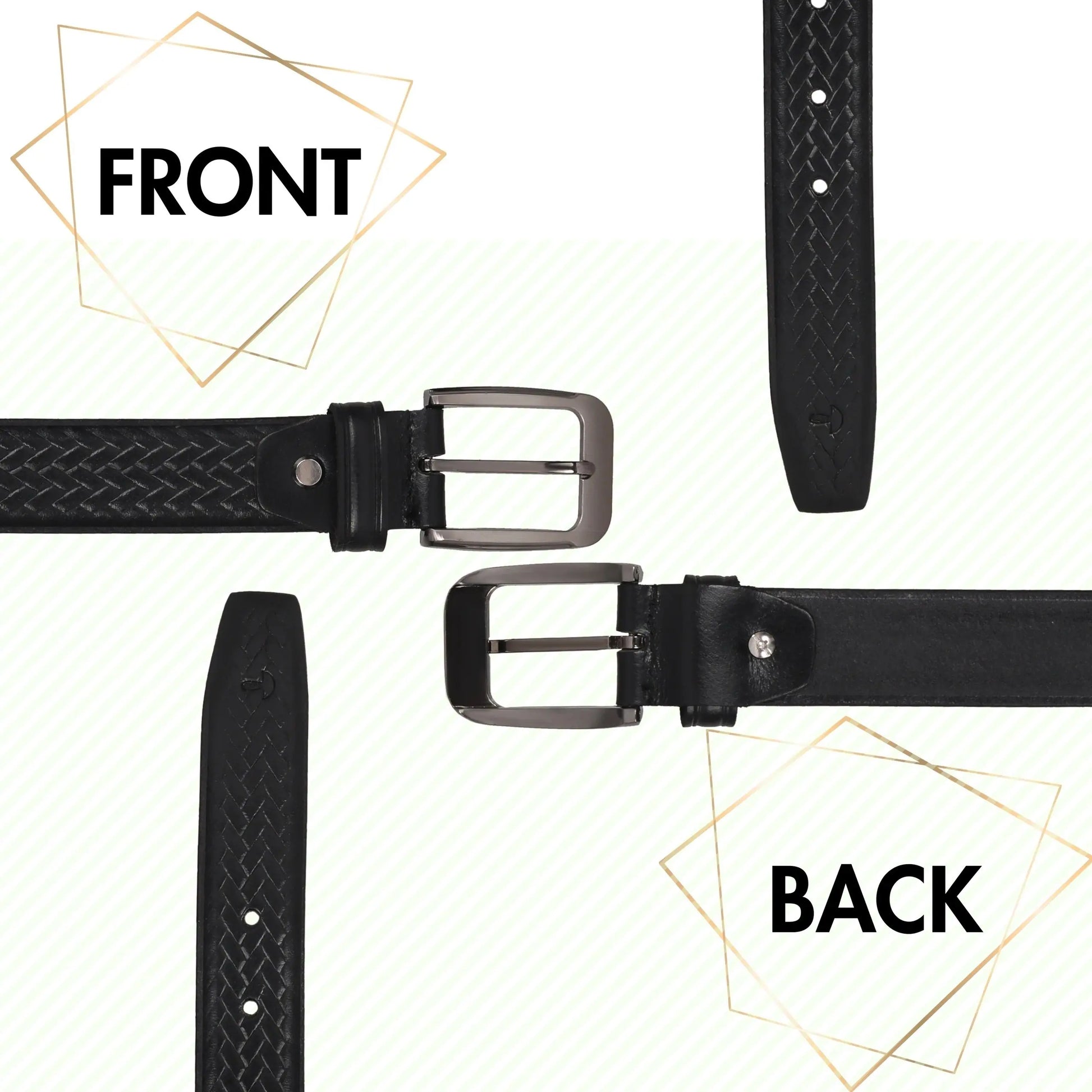 PAKA Men's Braided Genuine Leather Belt - Premium Embossed Design, Multiple Colors & Sizes PAKA