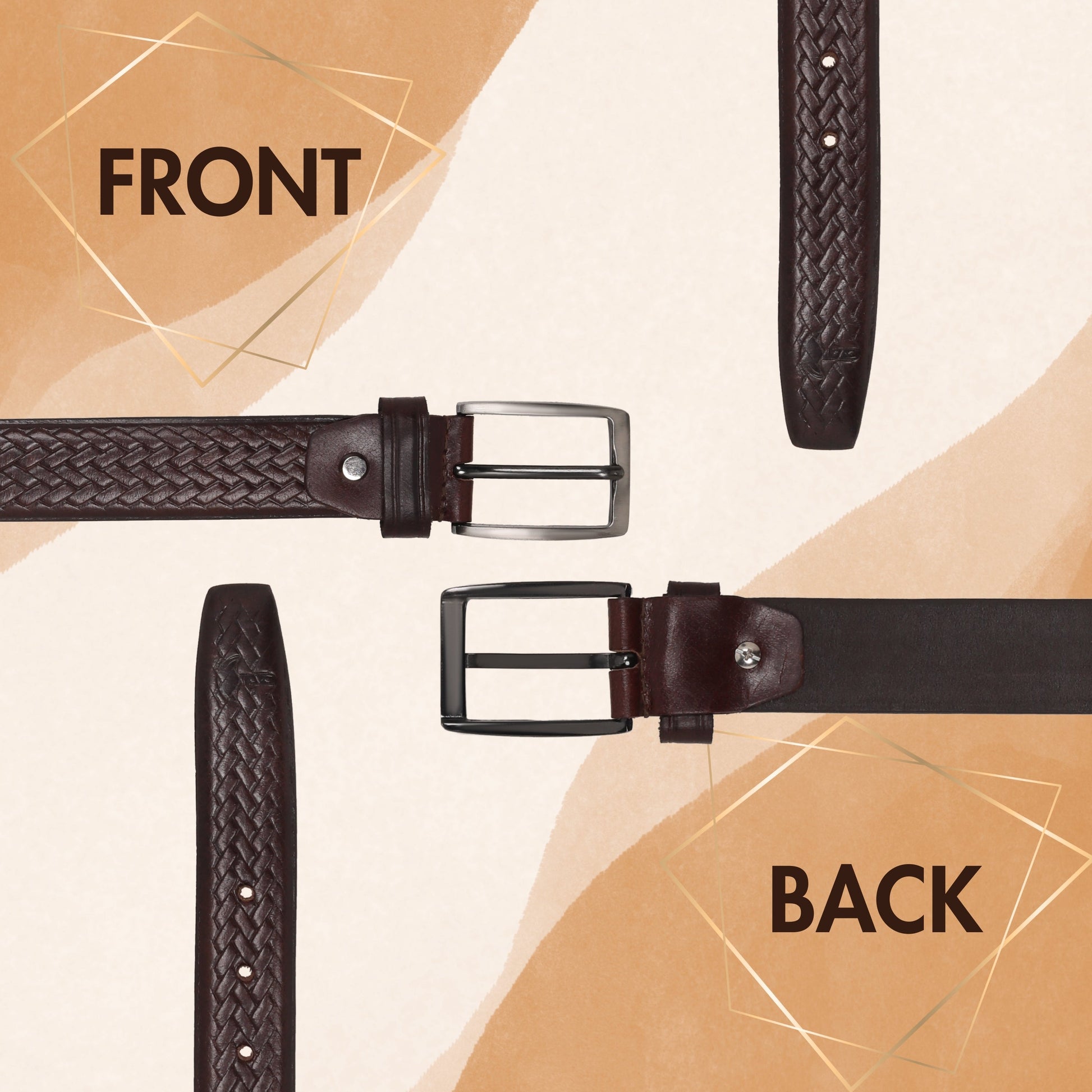 PAKA Men Strip Braided Design Leather Belt - Premium Embossed Design, Multiple Colors & Sizes PAKA