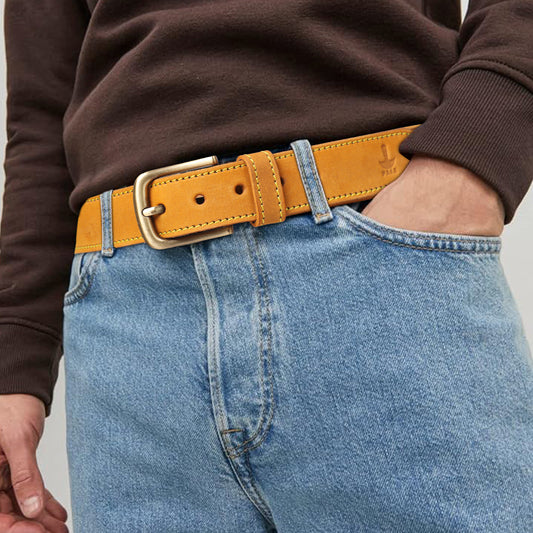PAKA Men’s Nubuck Leather Belt – Matt Finish with Premium Stainless Steel Buckle