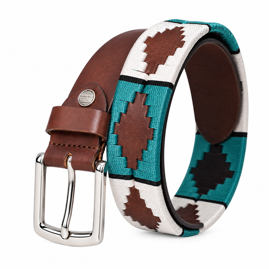 PAKA Emerald Teal Polo Belt – Handwoven Genuine Leather Belt for Men