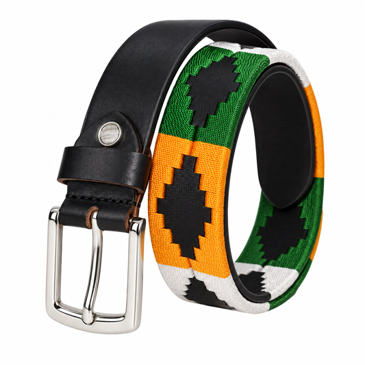 PAKA Tiranga Polo Belt – Handwoven Tricolour Genuine Leather Belt for Men