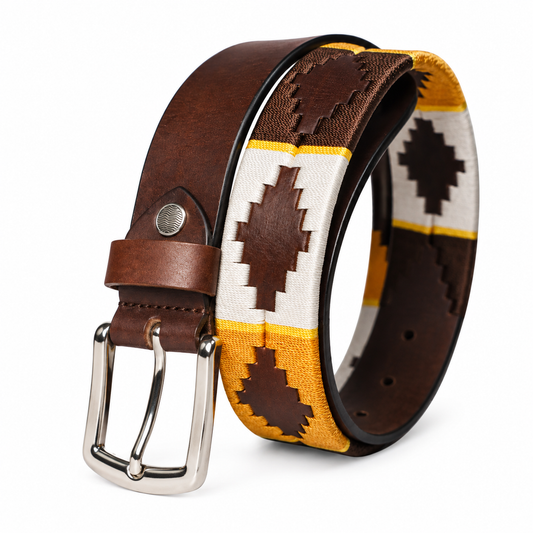 PAKA Amber Sunset Polo Belt – Handwoven Genuine Leather Belt for Men