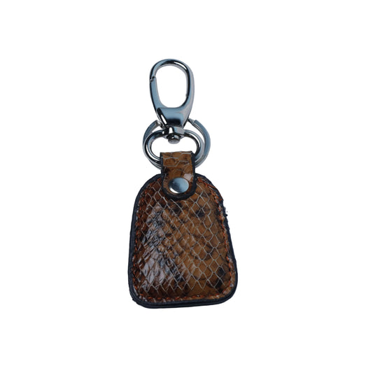 Paka Leather Premium Python Texture Genuine Leather Key Chain with Swivel Clip