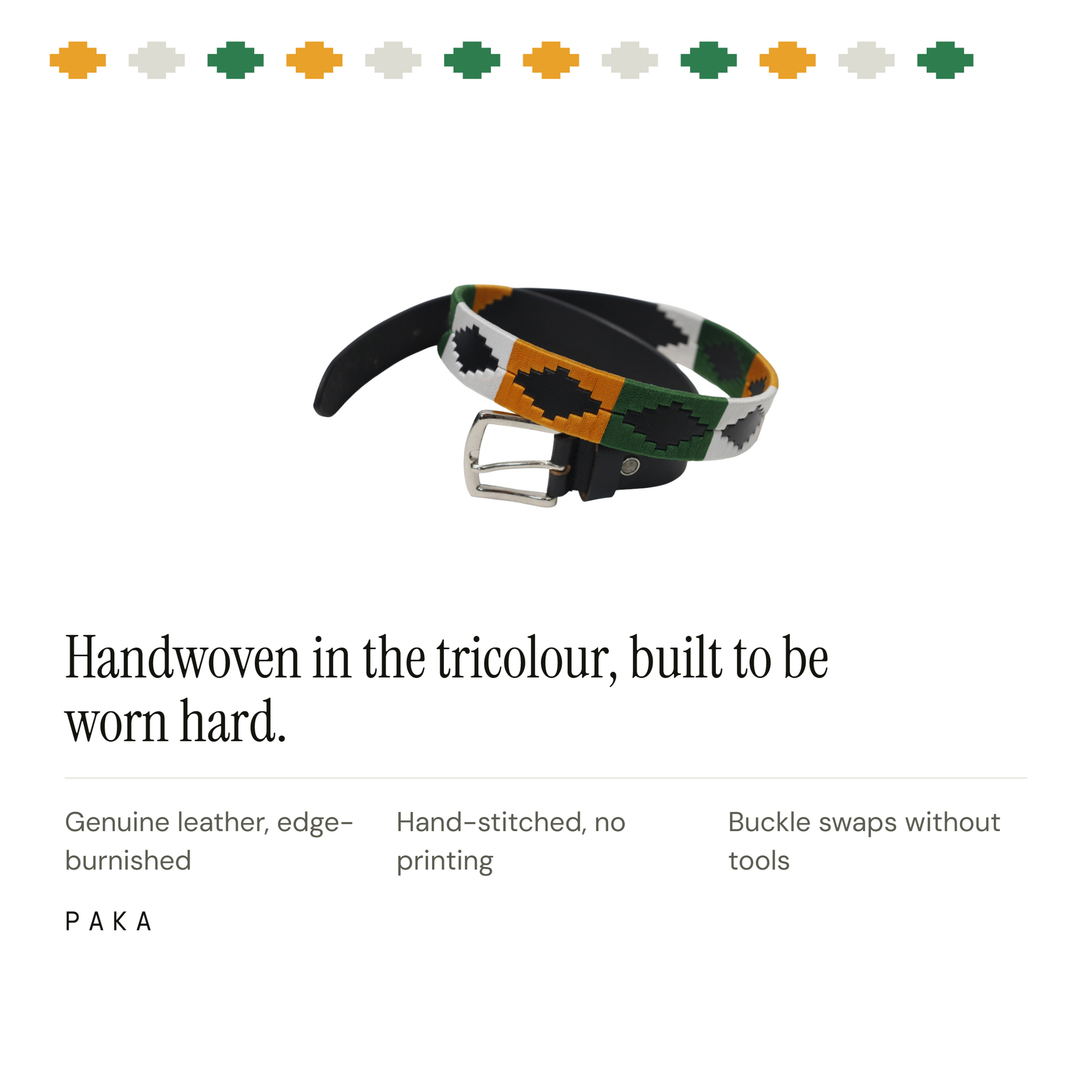 PAKA Leather brand mark - handcrafted genuine leather belts and accessories made in India